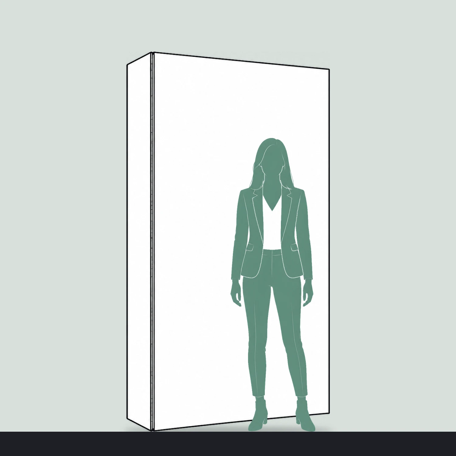 1.18m Cardboard Display Wall - Double-Sided shown to scale next to a 1.7m tall person