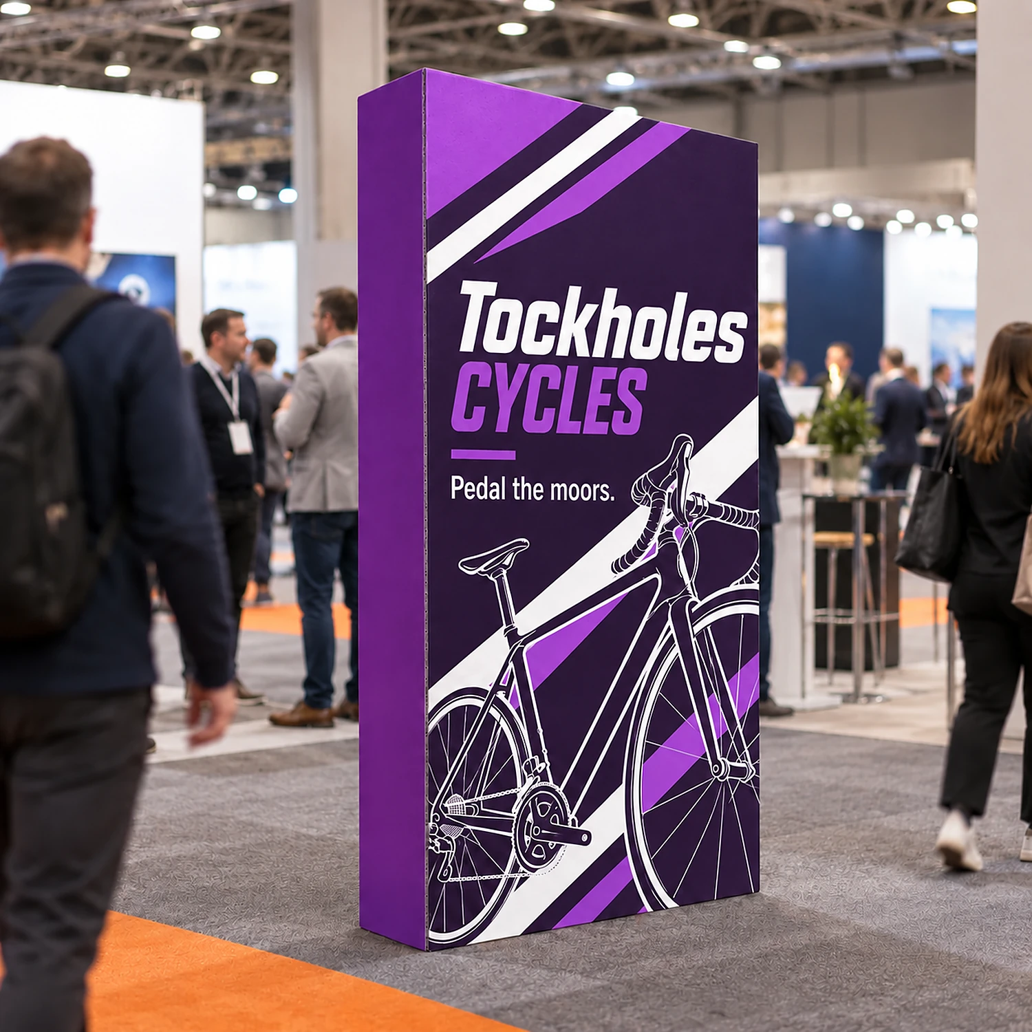 1.18m Cardboard Display Wall - Single-Sided, shown with example artwork