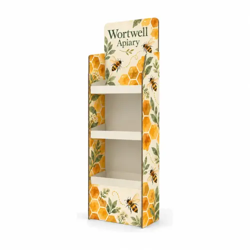 1.34m Cardboard Product Display Unit, shown with example artwork