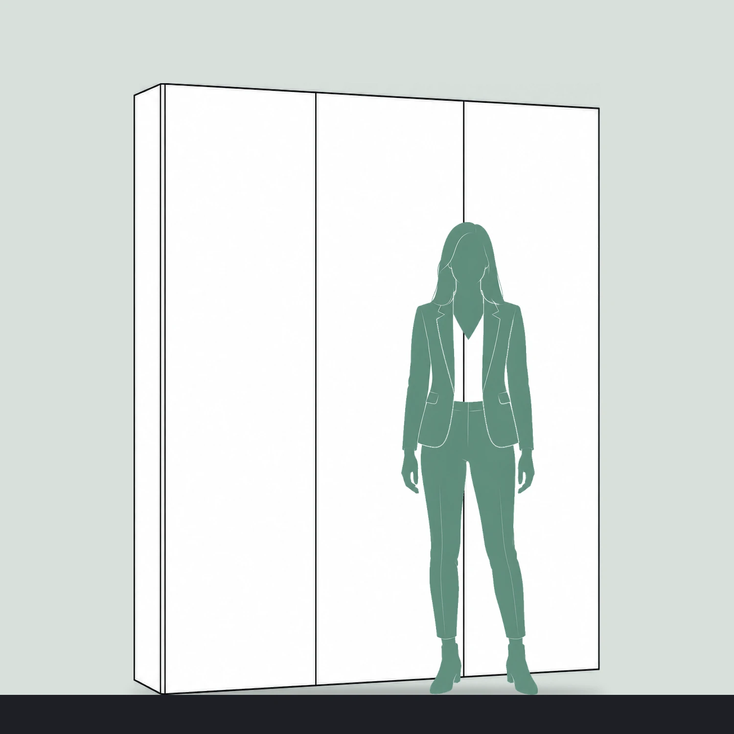 1.68m Cardboard Display Wall - Double-Sided shown to scale next to a 1.7m tall person
