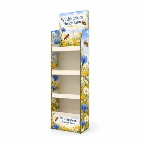 1.7m Cardboard Product Display Unit, shown with example artwork