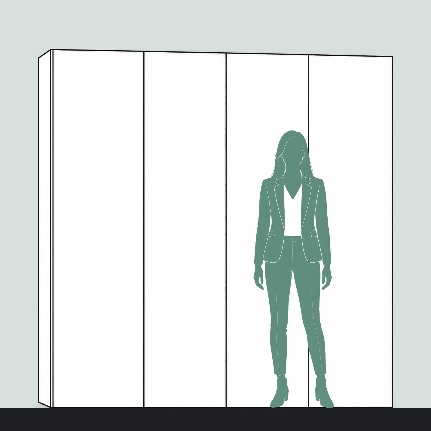 2.18m Cardboard Display Wall - Single-Sided shown to scale next to a 1.7m tall person