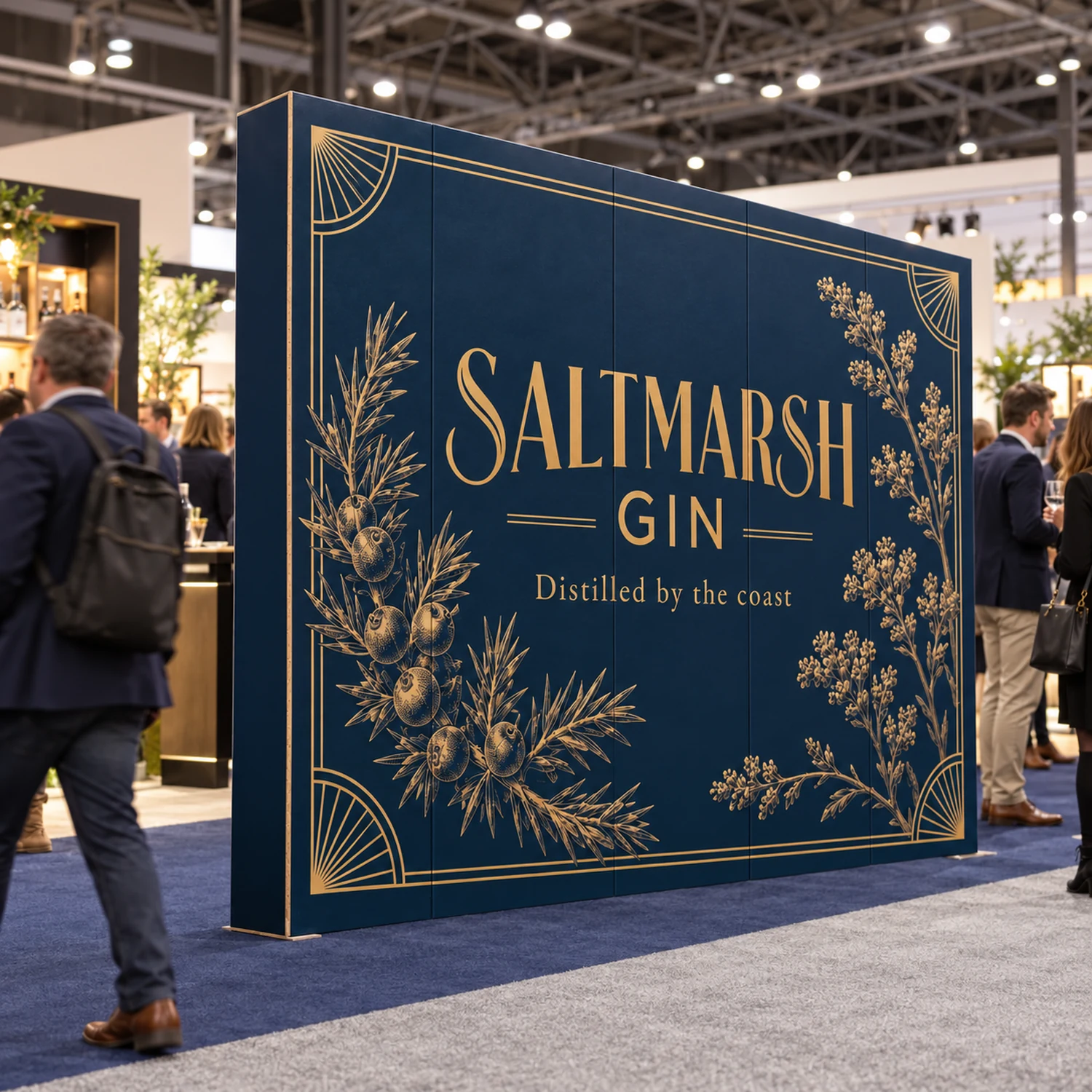 2.67m Cardboard Display Wall in use at a trade show, shown with an example design