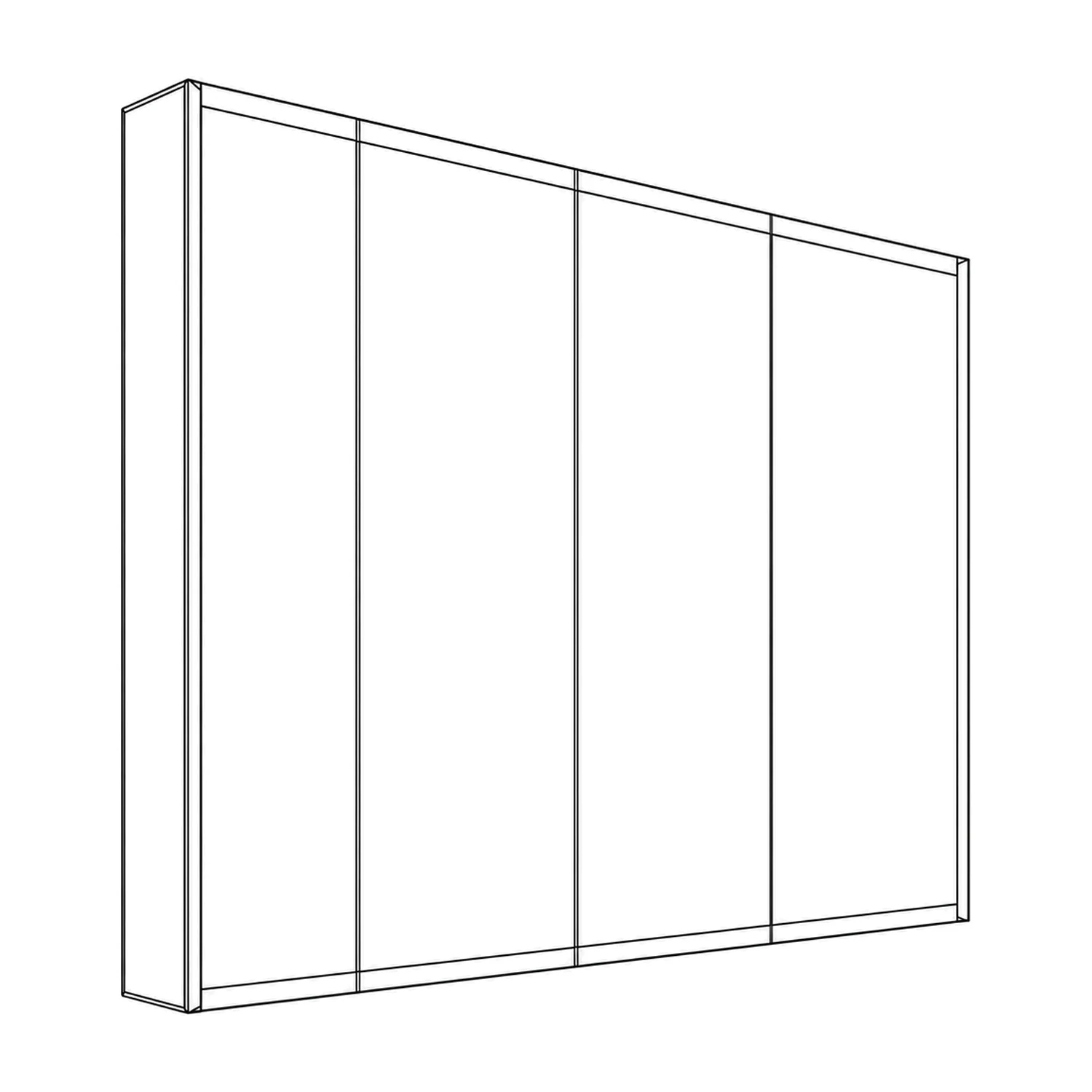 Line drawing of the 2.67m Cardboard Display Wall showing its panels and construction