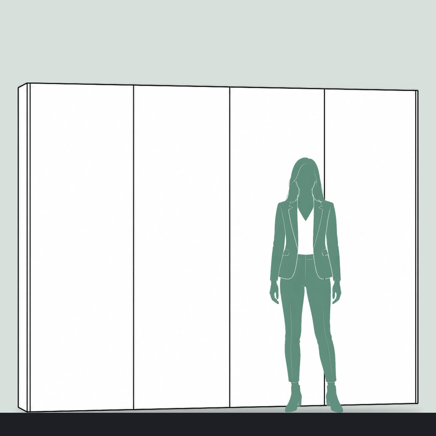 2.67m Cardboard Display Wall - Single-Sided shown to scale next to a 1.7m tall person