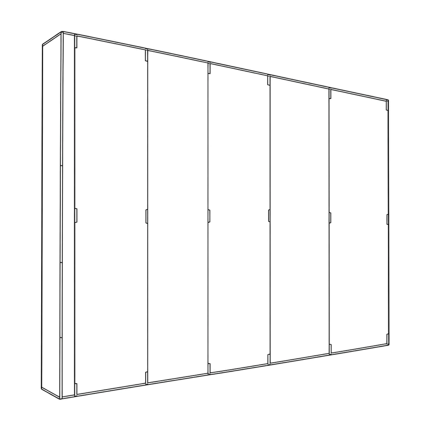 Line drawing of the 3.17m Cardboard Display Wall showing its panels and construction