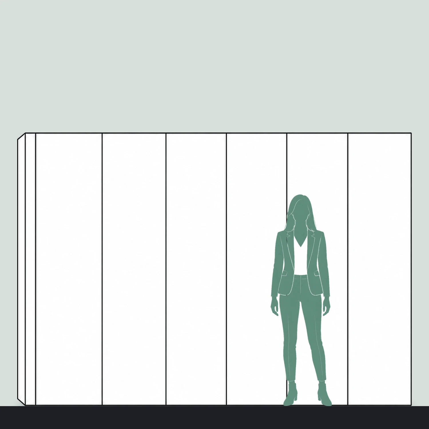 3.17m Cardboard Display Wall - Single-Sided shown to scale next to a 1.7m tall person