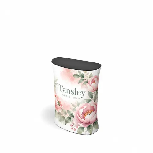 39" WaveLine® Counter S - Flat-Pack Display Counter - 970x700x330mm, shown with example artwork