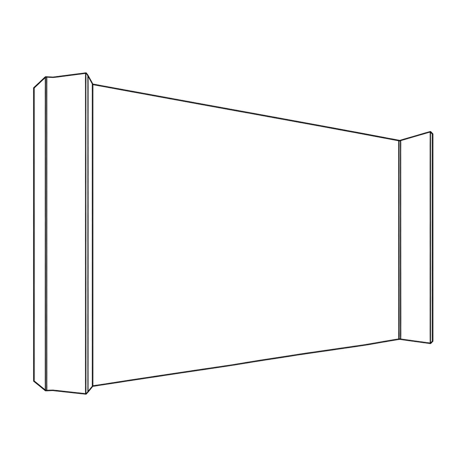 Line drawing of the 4.17m Cardboard Display Wall with Angled Ends showing its panels and construction