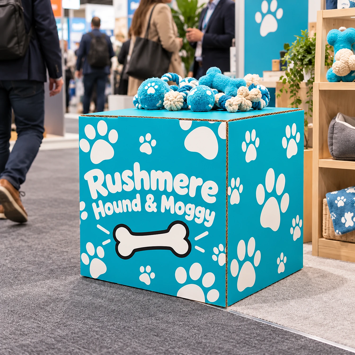 500mm Cardboard Seating Cube, shown with example artwork