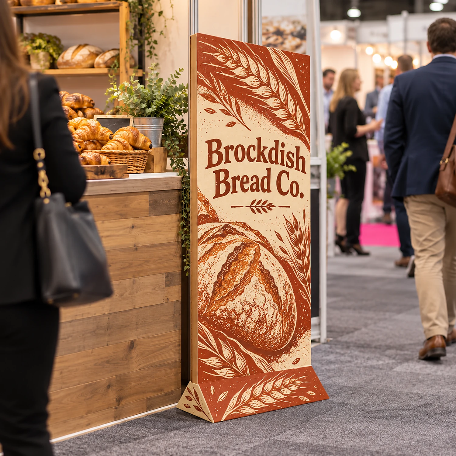 600mm Cardboard Banner Stand, shown with example artwork