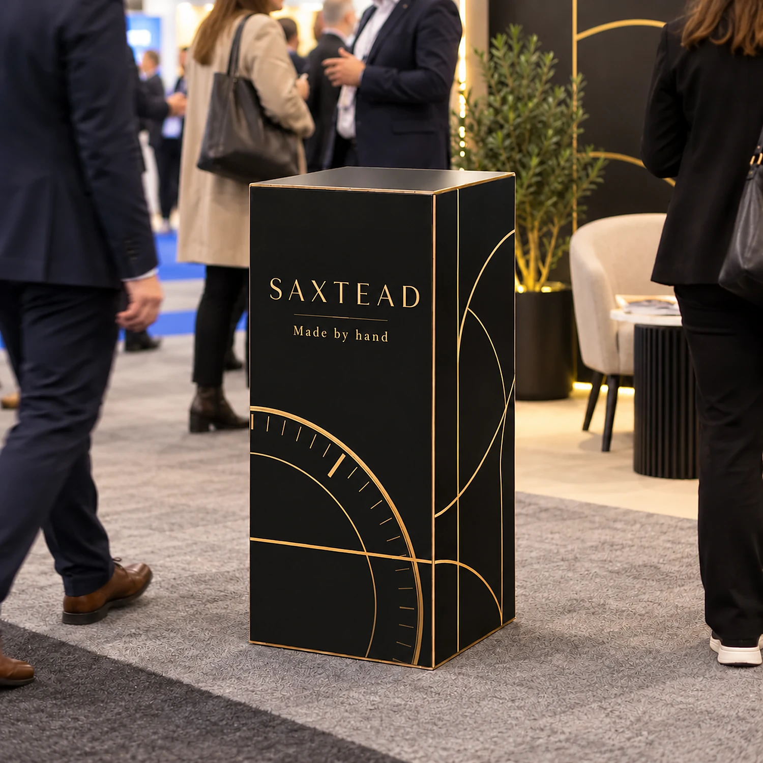 800mm Cardboard Display Plinth, shown with example artwork