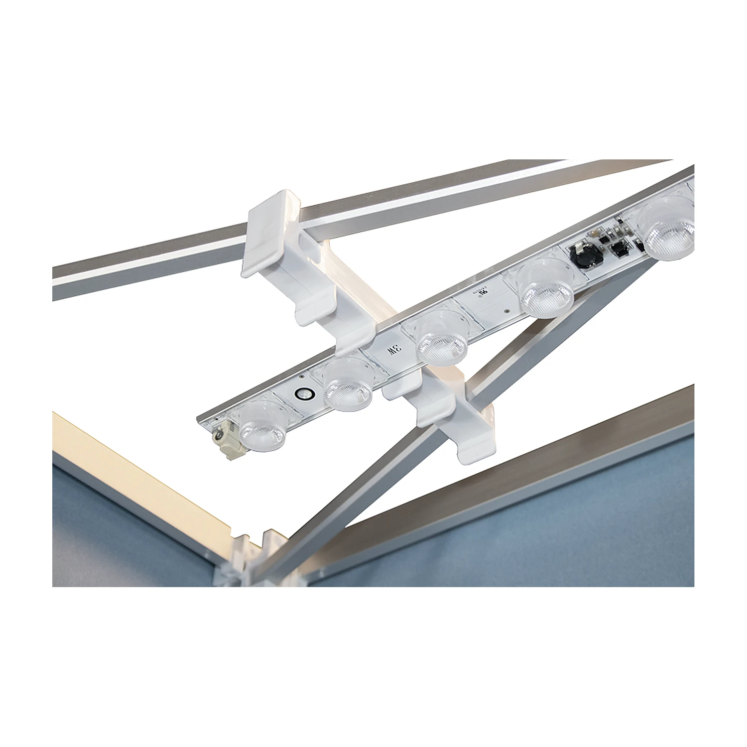 LED bar mounting bracket on the pop-up frame
