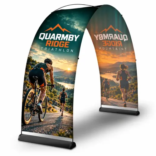 Bannerbow Outdoor Display System and Graphic - Small - Single-Sided, shown with example artwork