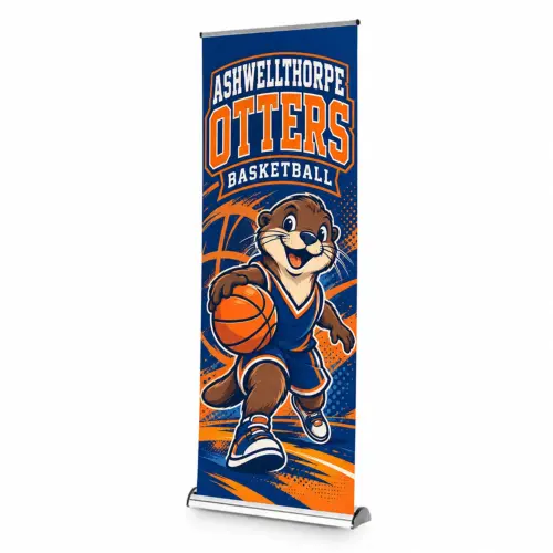 Barracuda Roller Banner - 800mm Wide, shown with example artwork