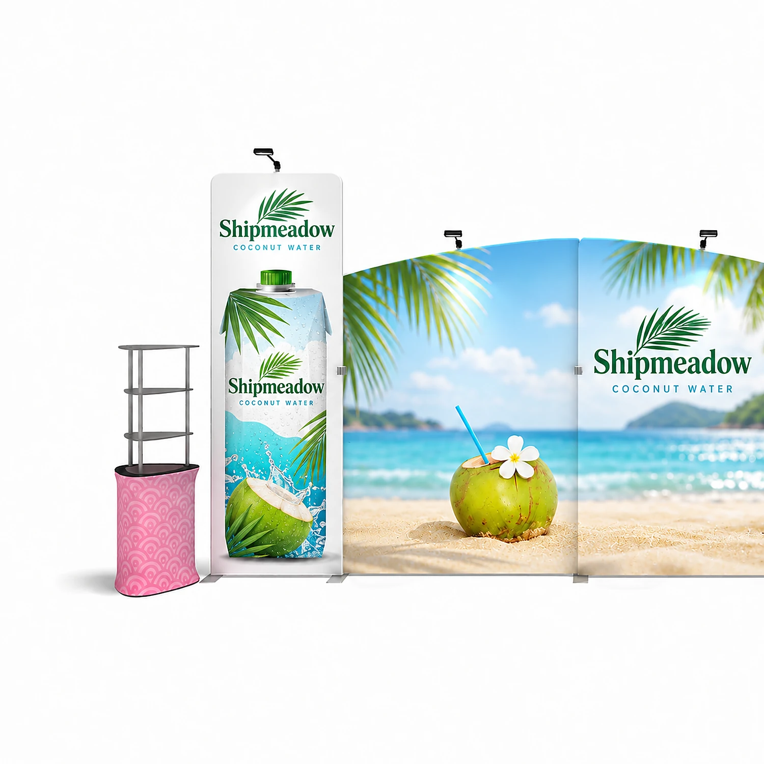 Brandcusi™ Triangular Tower - Hardware And Graphics, shown with example artwork