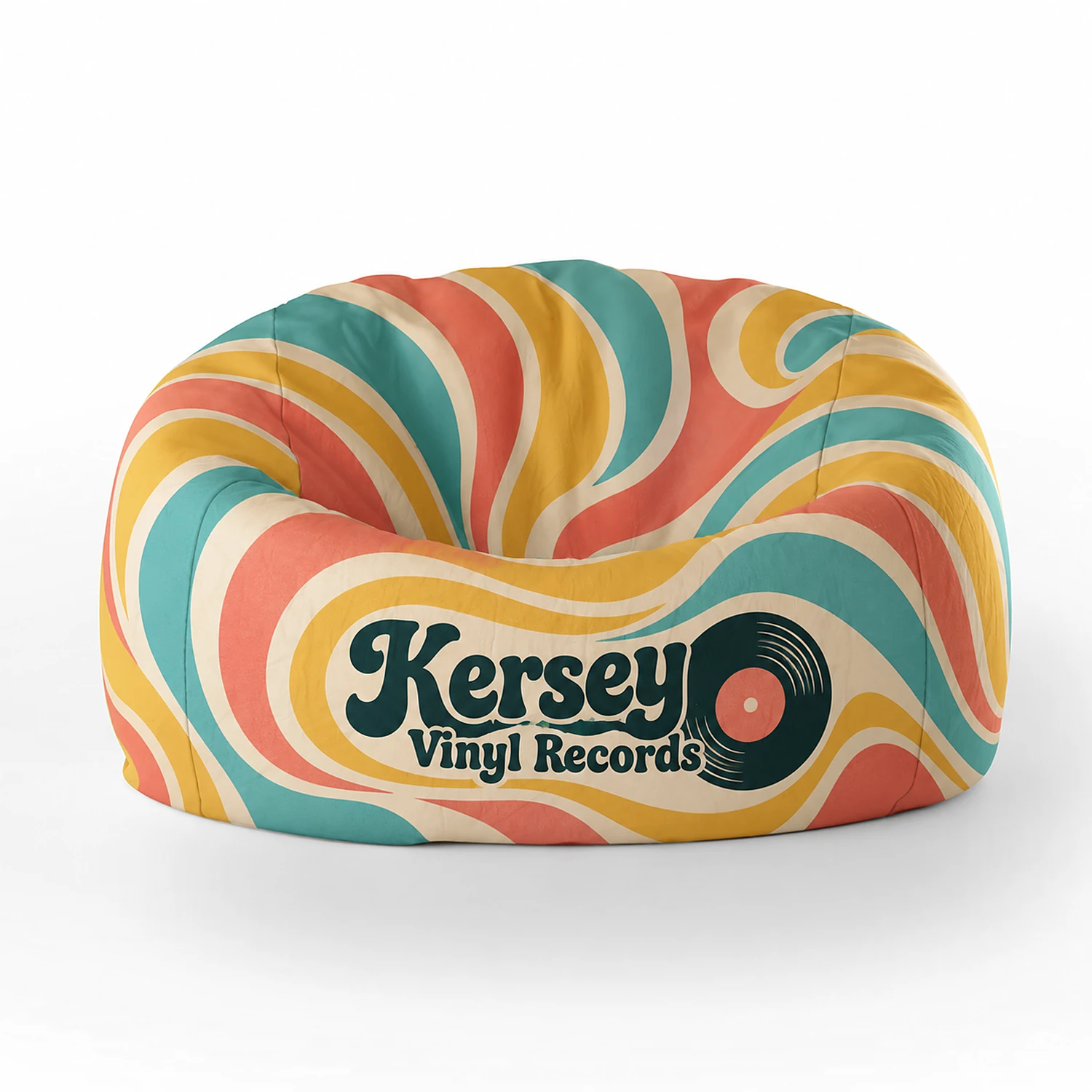 Branded Beanbag - Round - 850mm x 1110mm - Full Colour Print, shown with example artwork