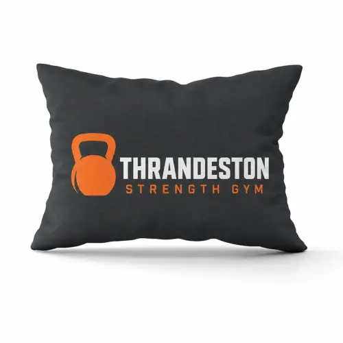Branded Lumbar Cushions - 350mm x 250mm, shown with example artwork
