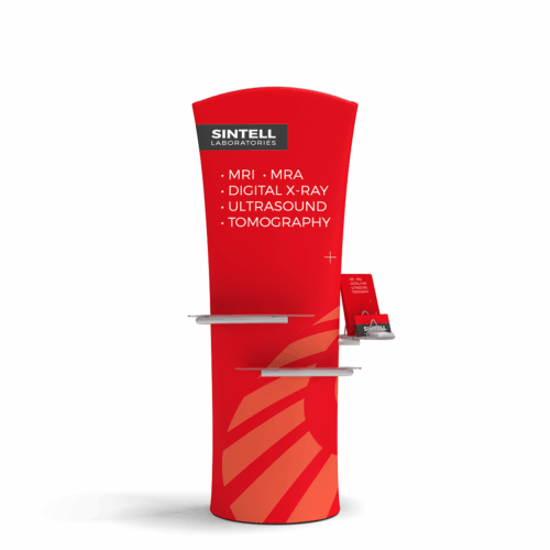 Brandcusi Event Shelf - Curved - Double-Sided - 850 x 2000 mm