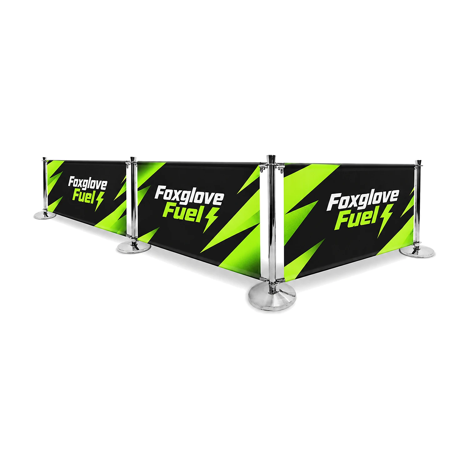 Cafe barrier kit printed with an example design