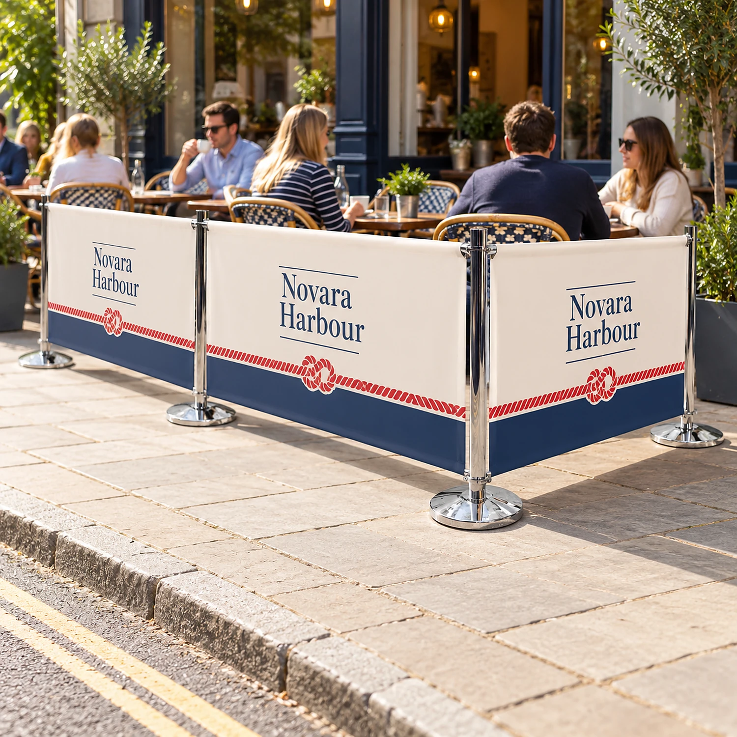 Cafe barrier kit outside a cafe