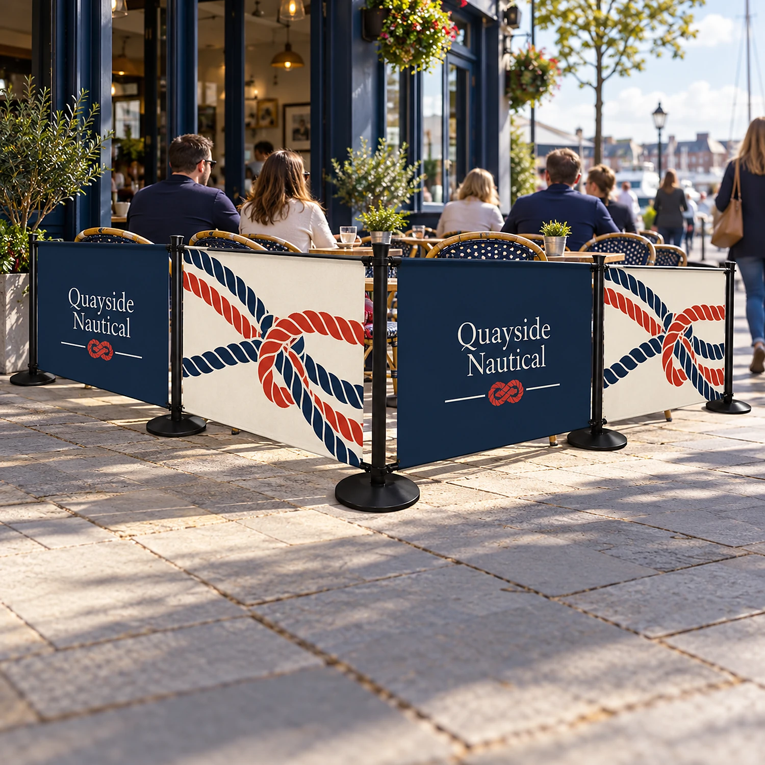 Cafe barrier kit outside a cafe