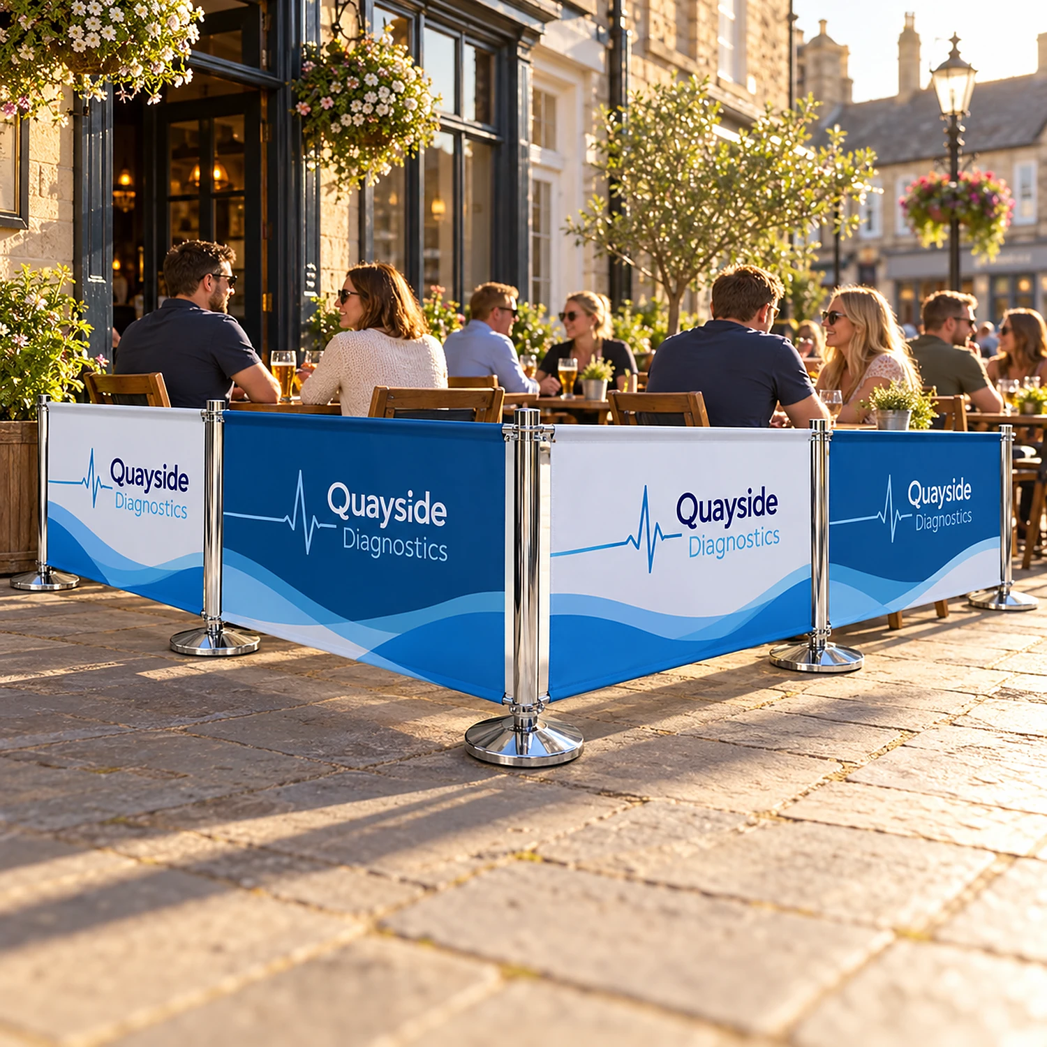Cafe barrier kit on a pub terrace