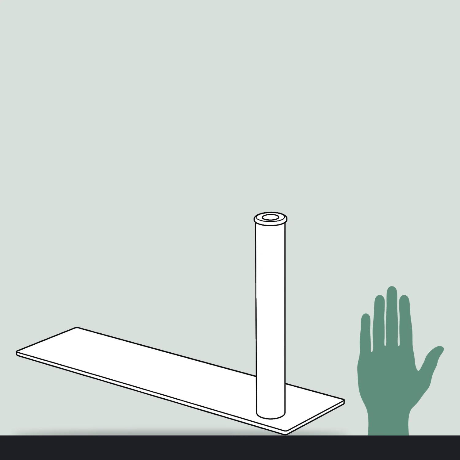Car wheel flag base size compared with a hand