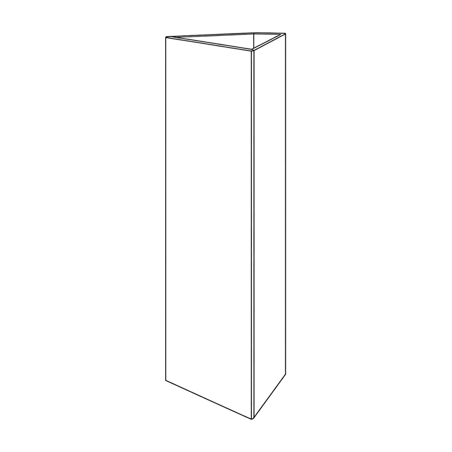 Line drawing of the cardboard triangle totem showing its panels and construction