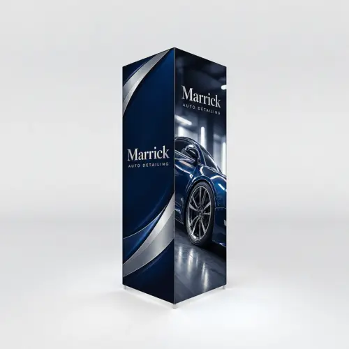 Casonara Tower SEG Light Box Display 100M - Full Kit - Single-Sided, shown with example artwork