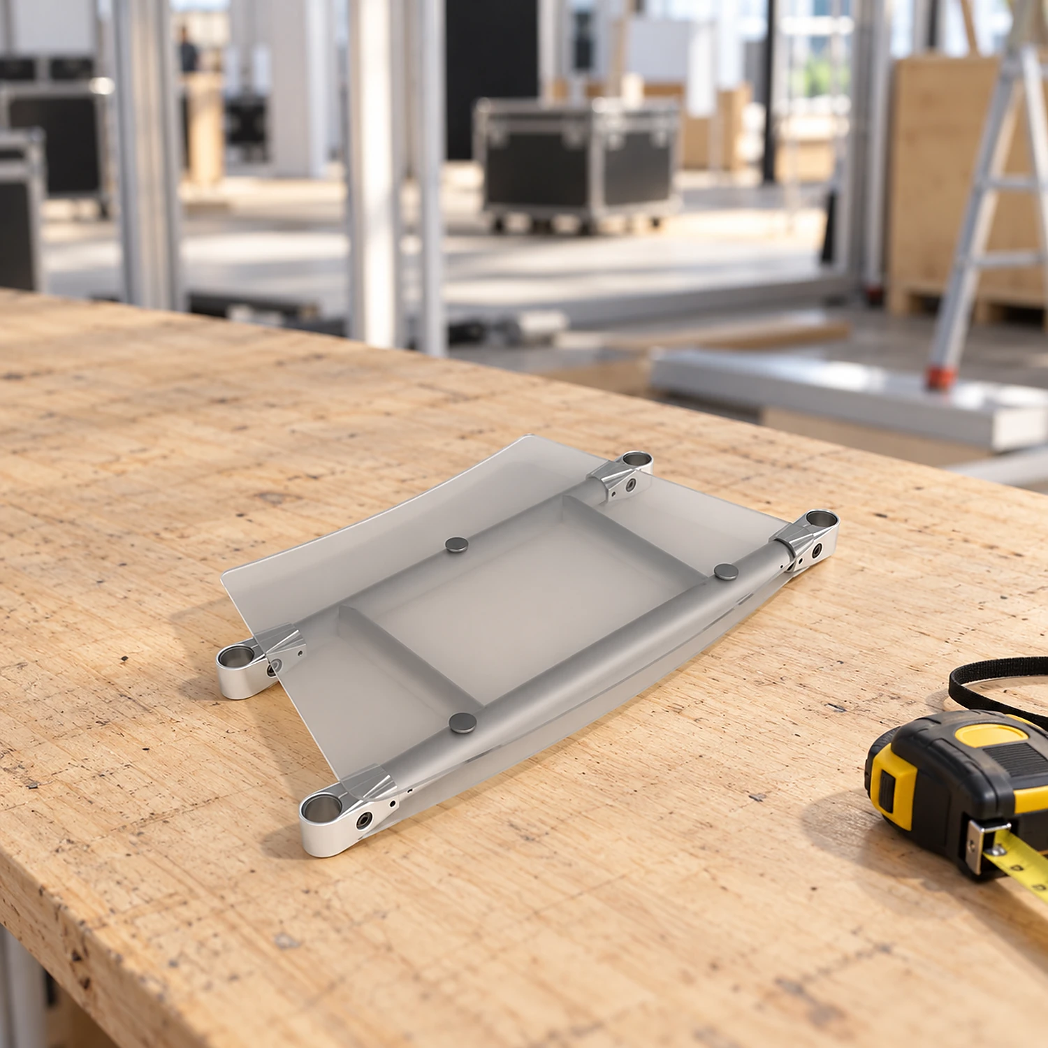 Counter middle shelf on a workbench