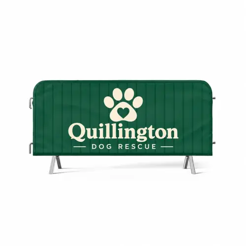 Crowd Barrier Jacket - 330gsm PVC Mesh - Single-Sided - 252 x 90cm, shown with example artwork