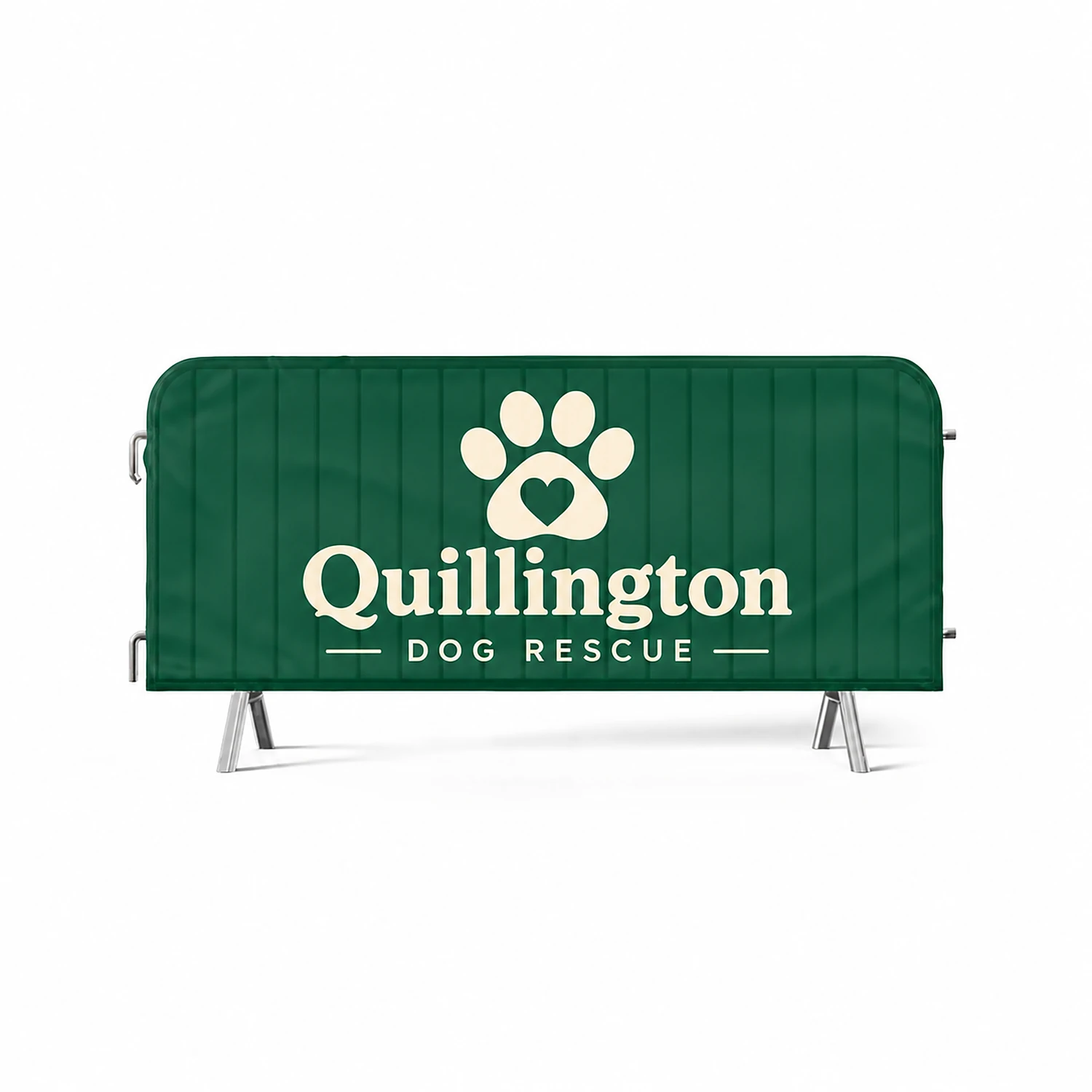 Crowd Barrier Jacket - 330gsm PVC Mesh - Single-Sided - 252 x 90cm, shown with example artwork