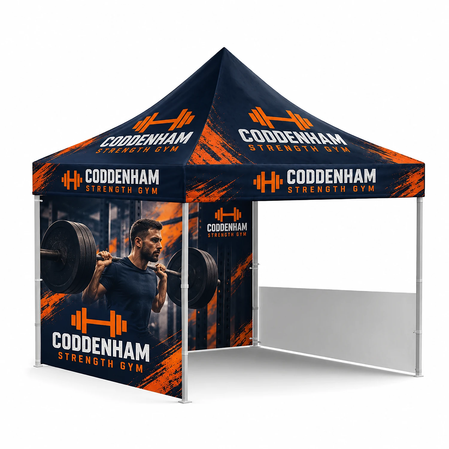 Daylight Gazebo Kit - Custom Printed Weatherproof Canopy - 3m x 6m, shown with example artwork