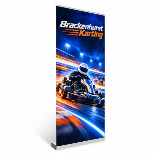 Defender Roller Banner - 1000mm Wide, shown with example artwork