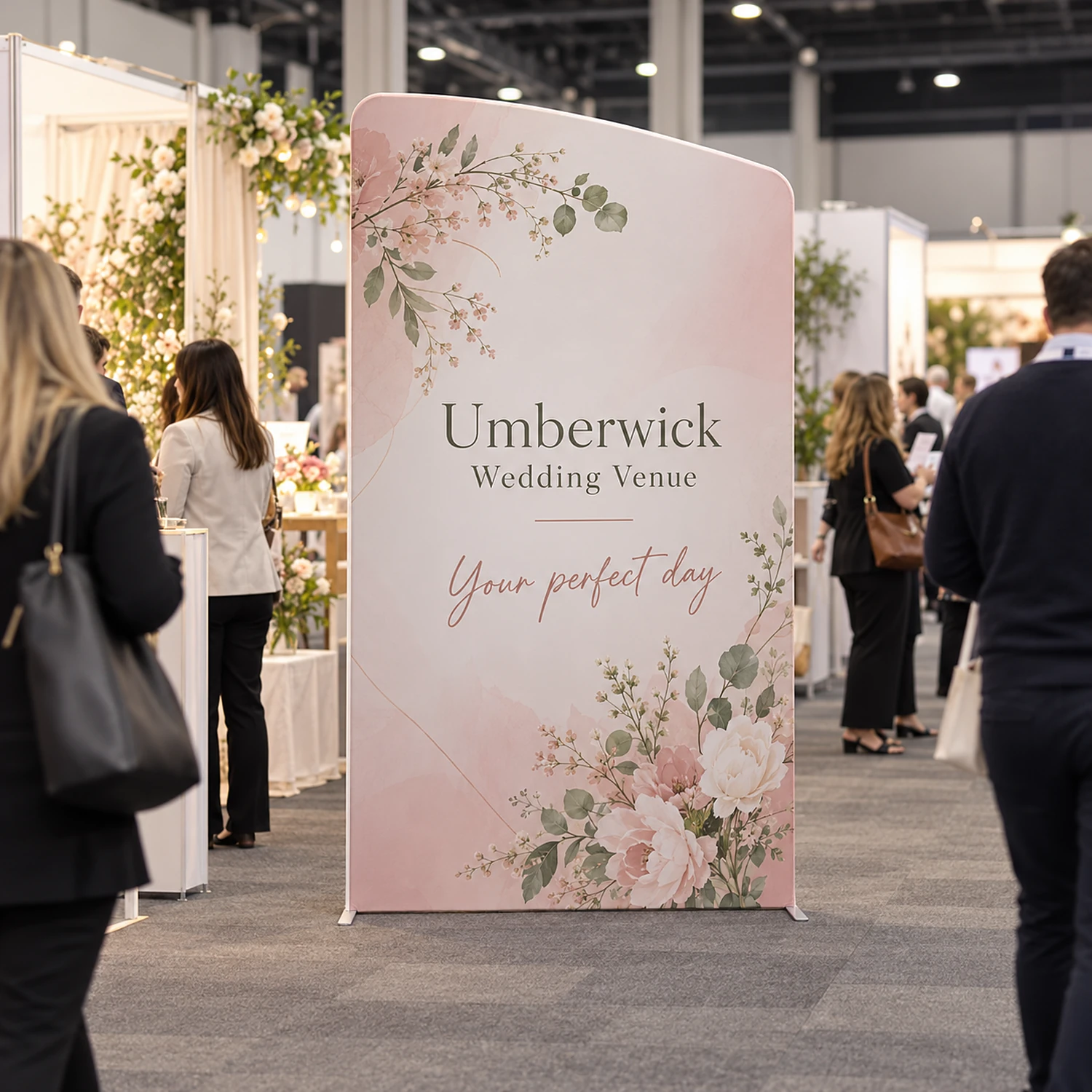Display Wall A at a trade show, shown with an example design