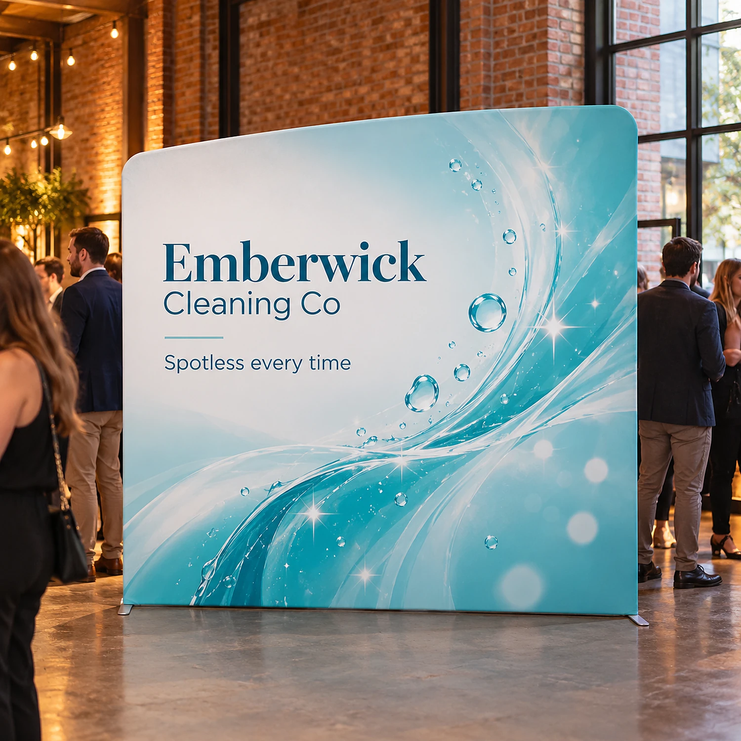 Display Wall B in use at an event, shown with an example design
