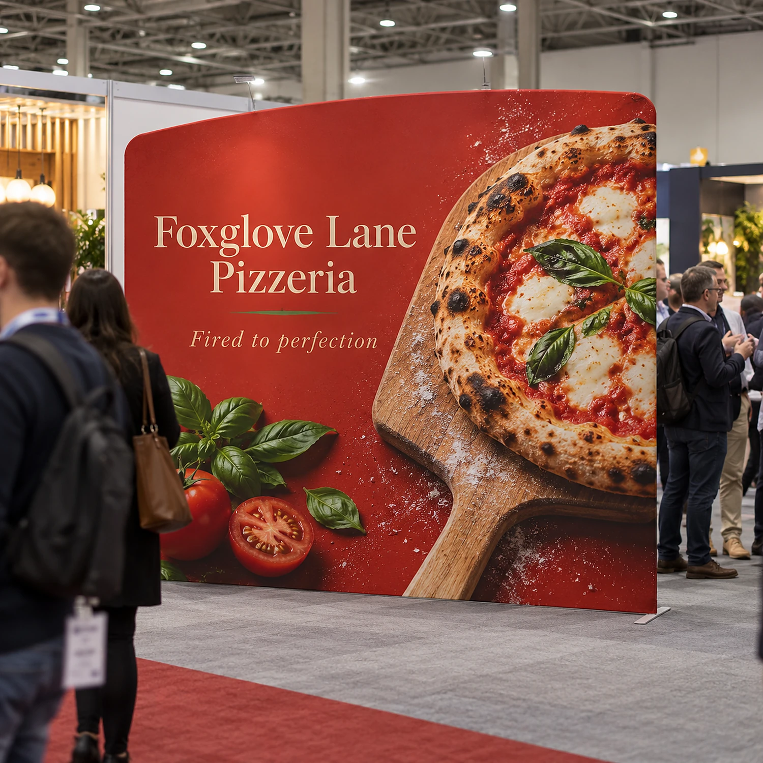 Display Wall B at a trade show, shown with an example design
