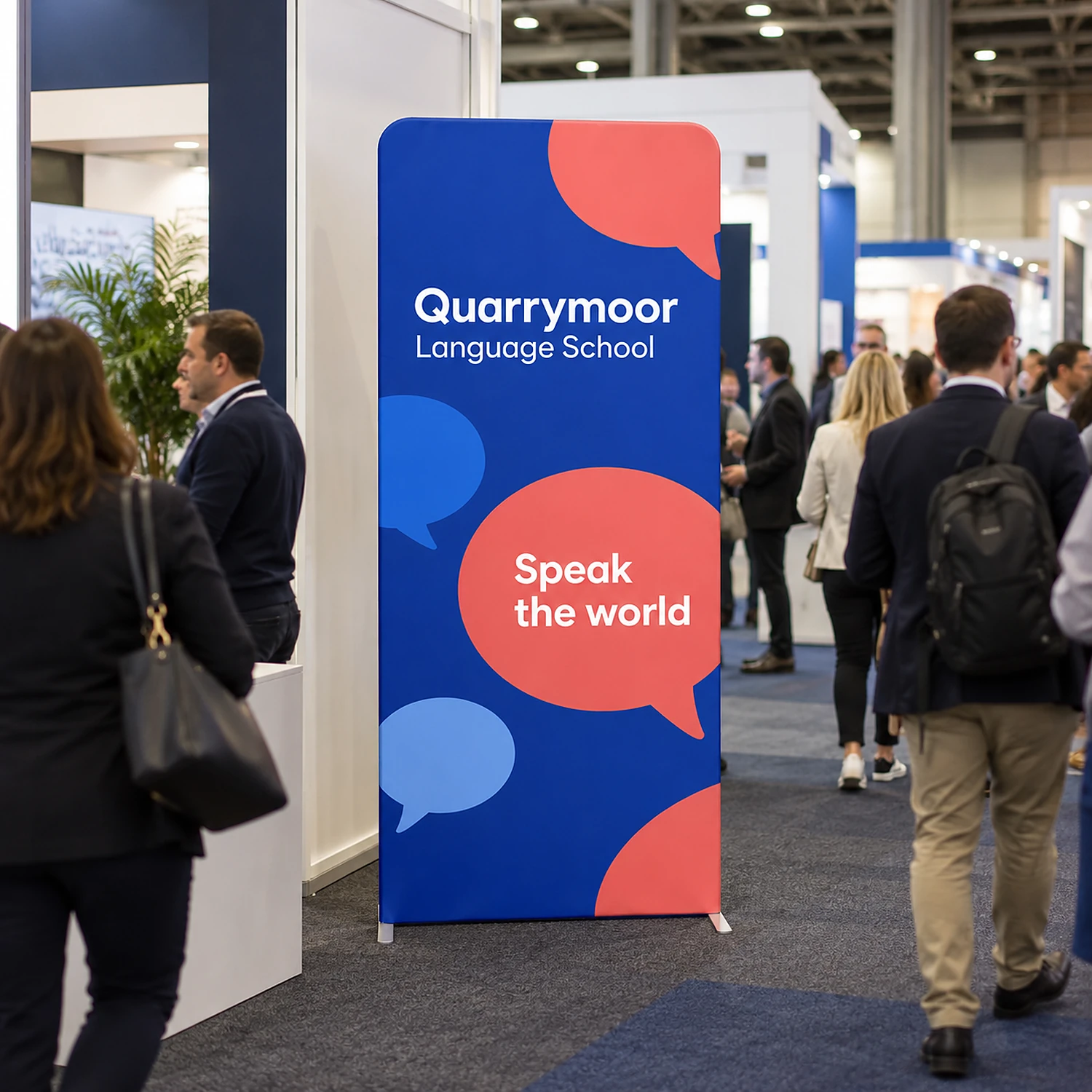 Display Wall D at a trade show, shown with an example design