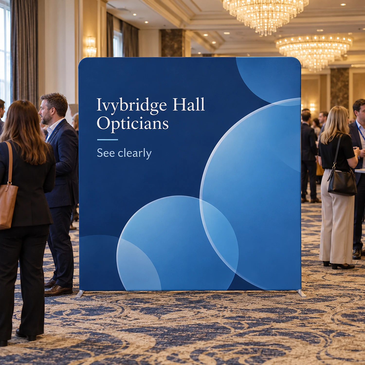 Display Wall G in use at an event, shown with an example design