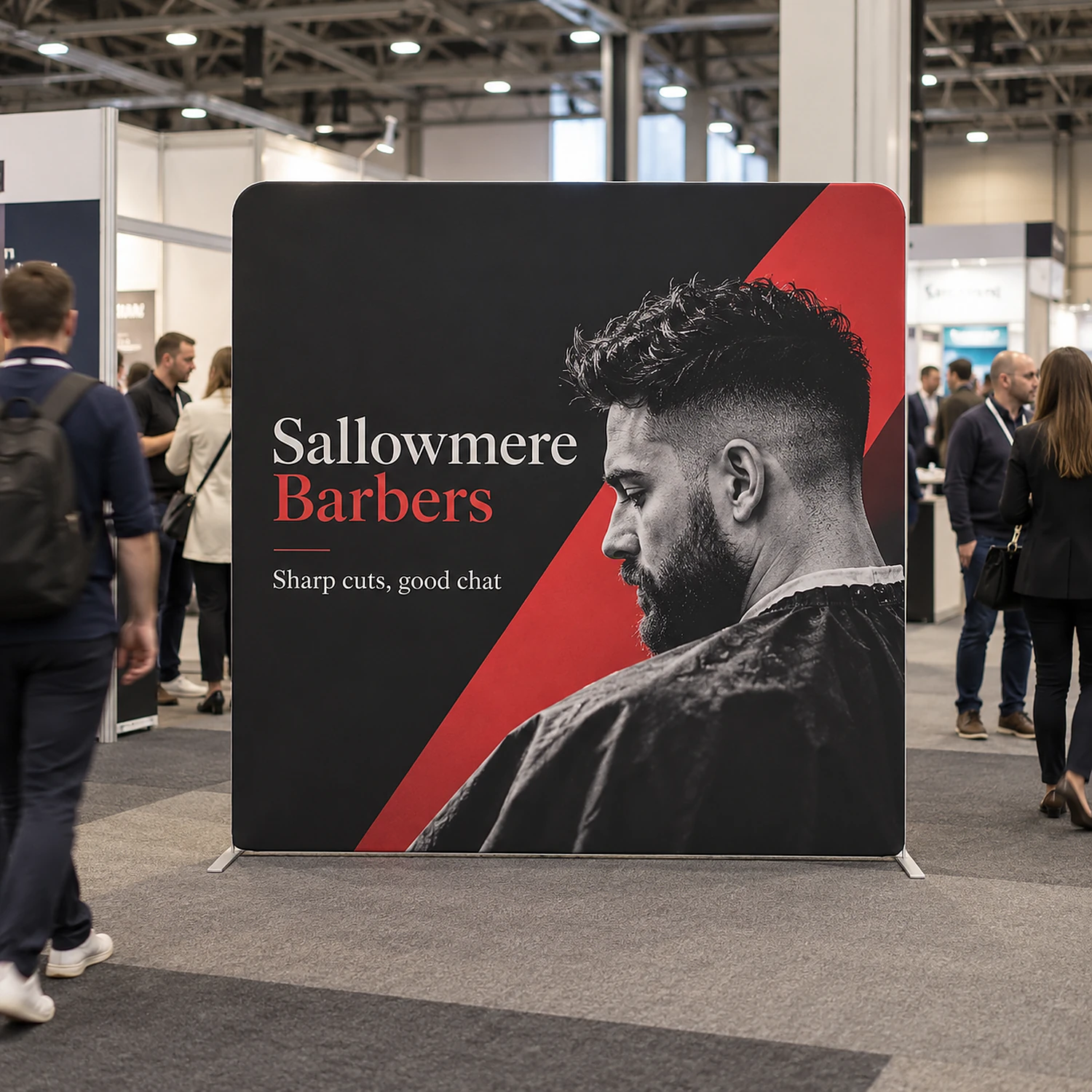 Display Wall G at a trade show, shown with an example design