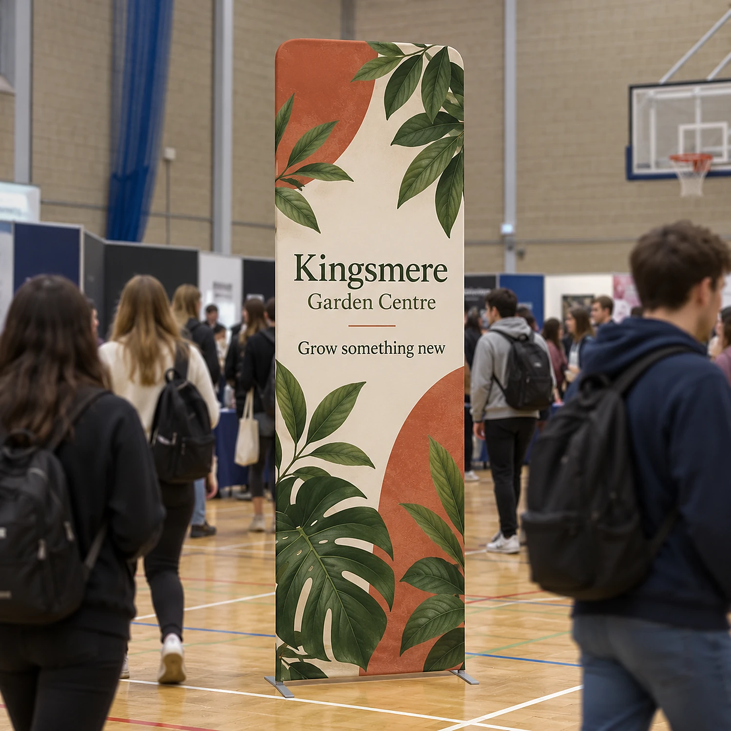 Display Wall H in use at an event, shown with an example design