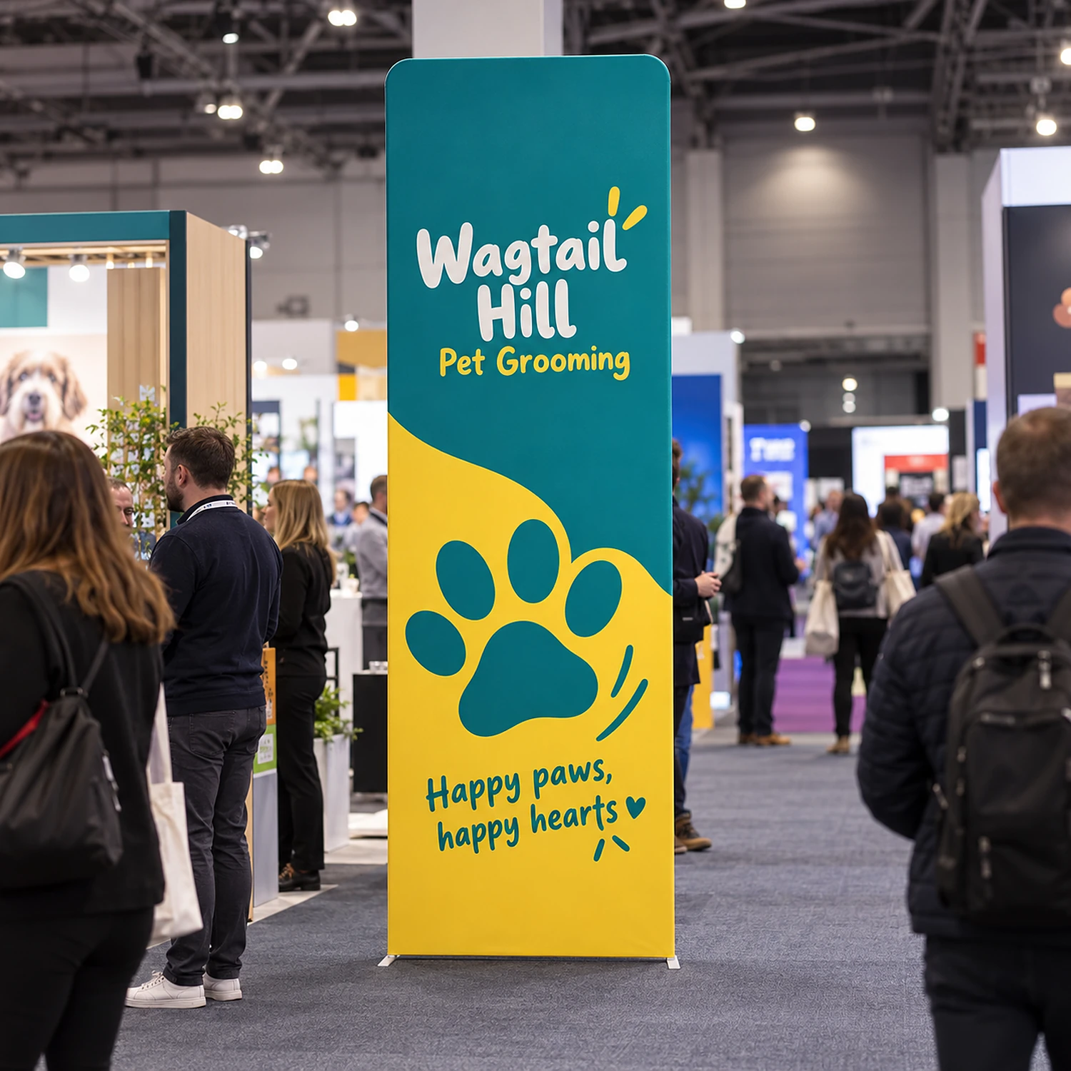 Display Wall H at a trade show, shown with an example design