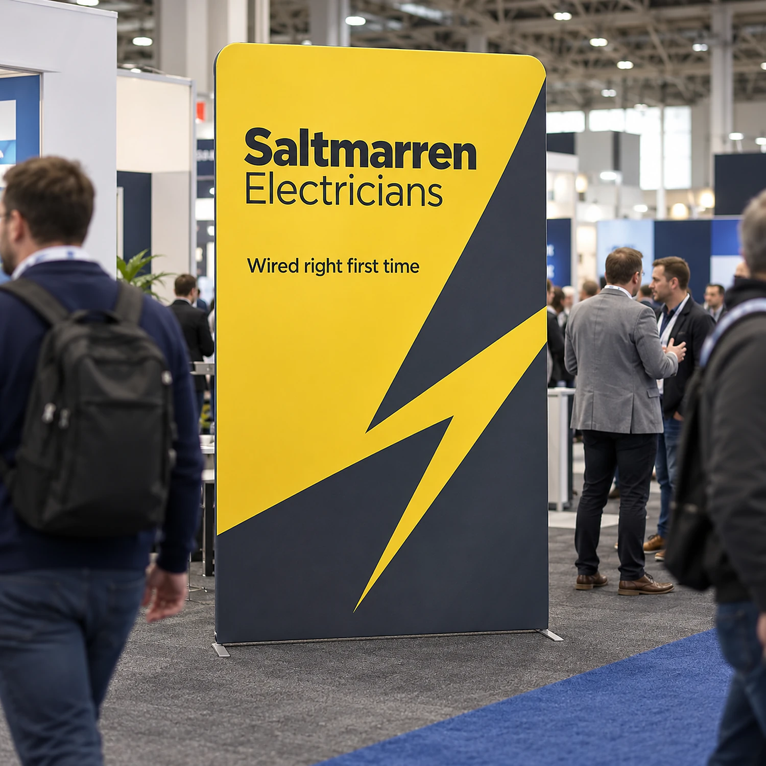 Display Wall L at a trade show, shown with an example design