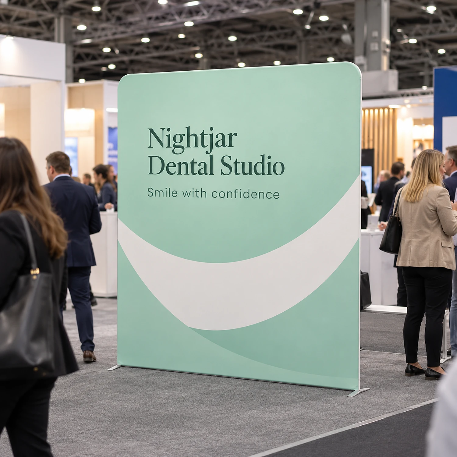 Display Wall M at a trade show, shown with an example design