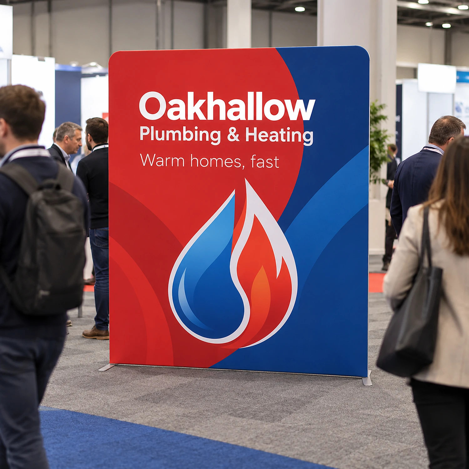 Display Wall N at a trade show, shown with an example design