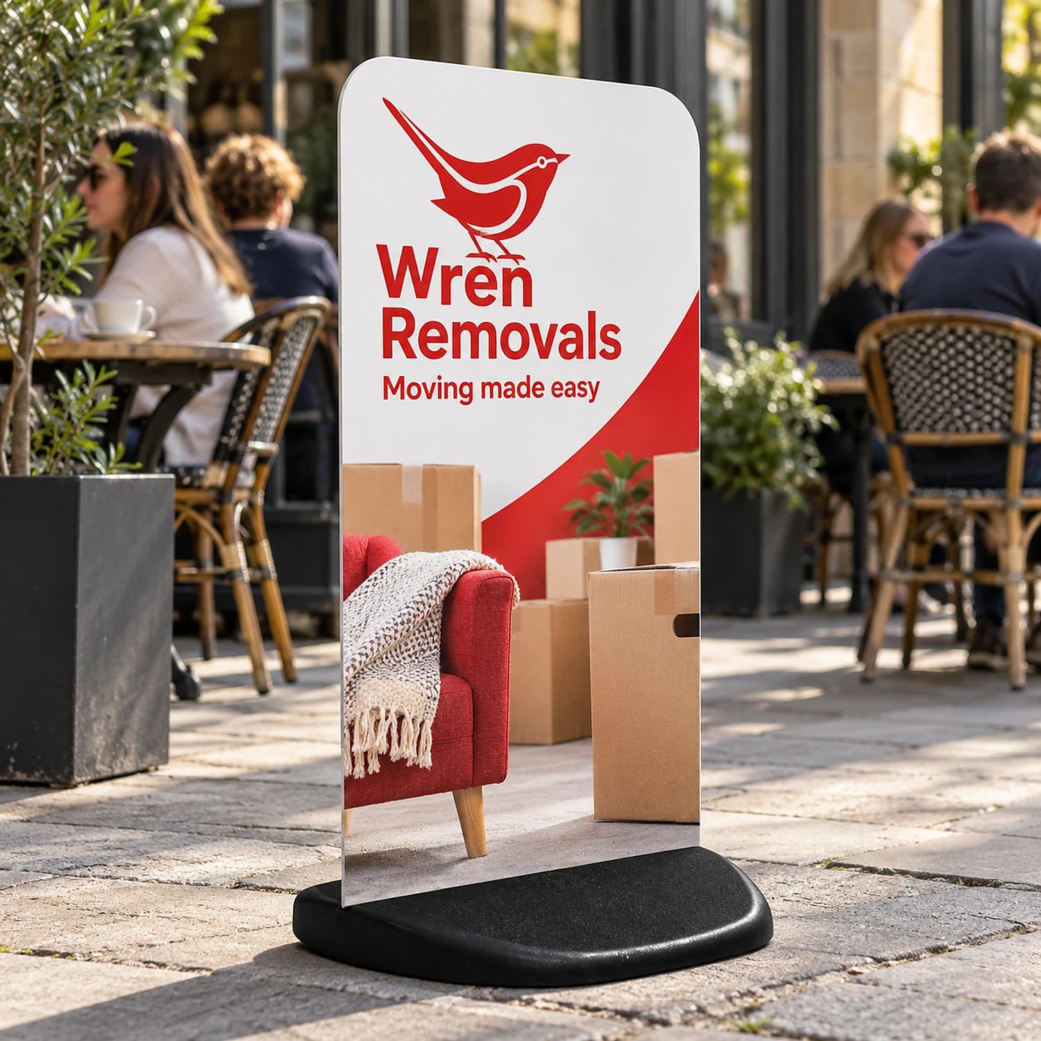 Ecoflex Extra pavement sign outside a cafe