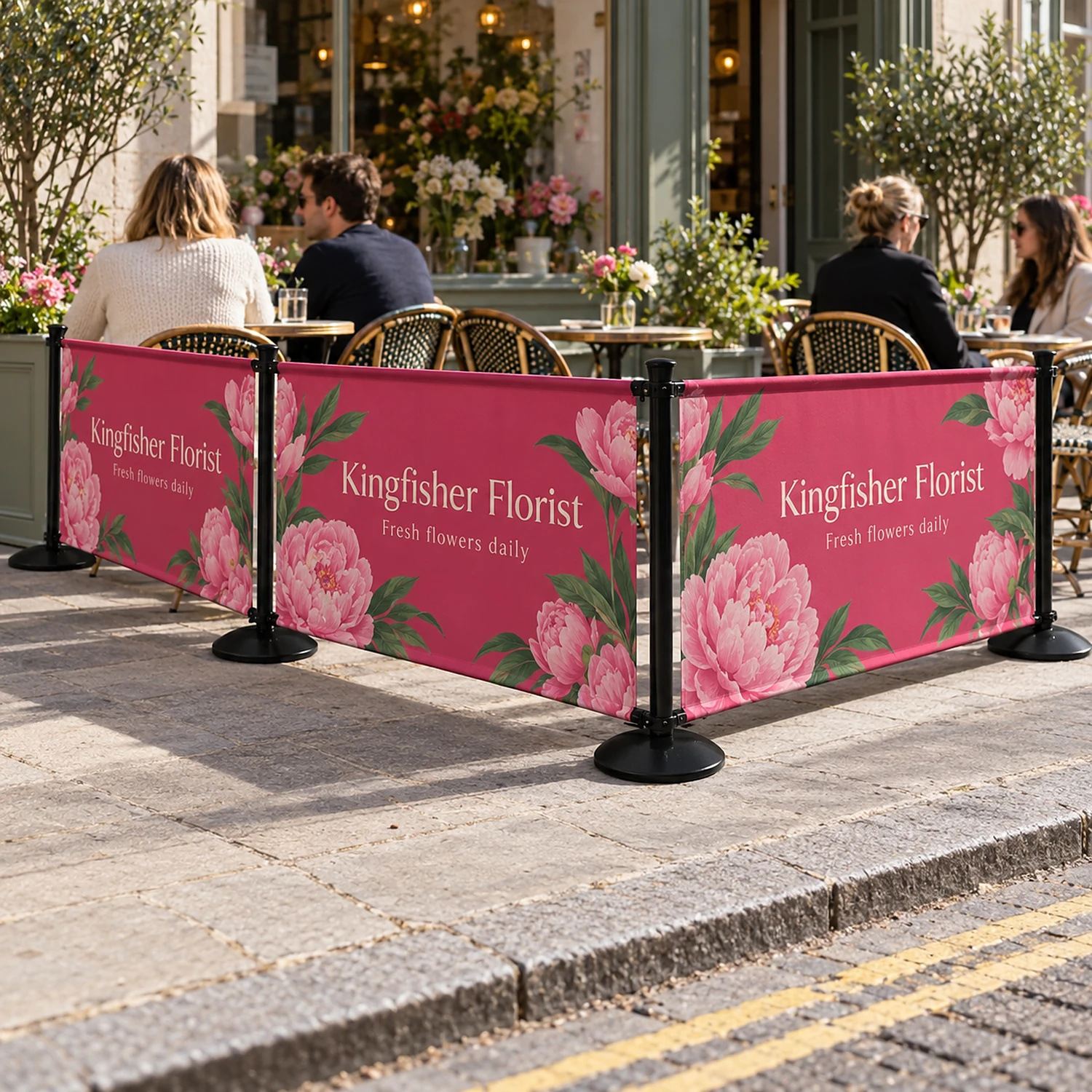 Espresso cafe barrier around a cafe pavement terrace
