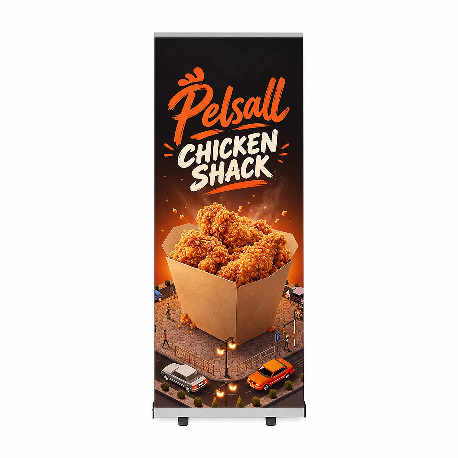 Expovision Roller Banner - 800mm&1780x2780mm Tablecloth Bundle, shown with example artwork