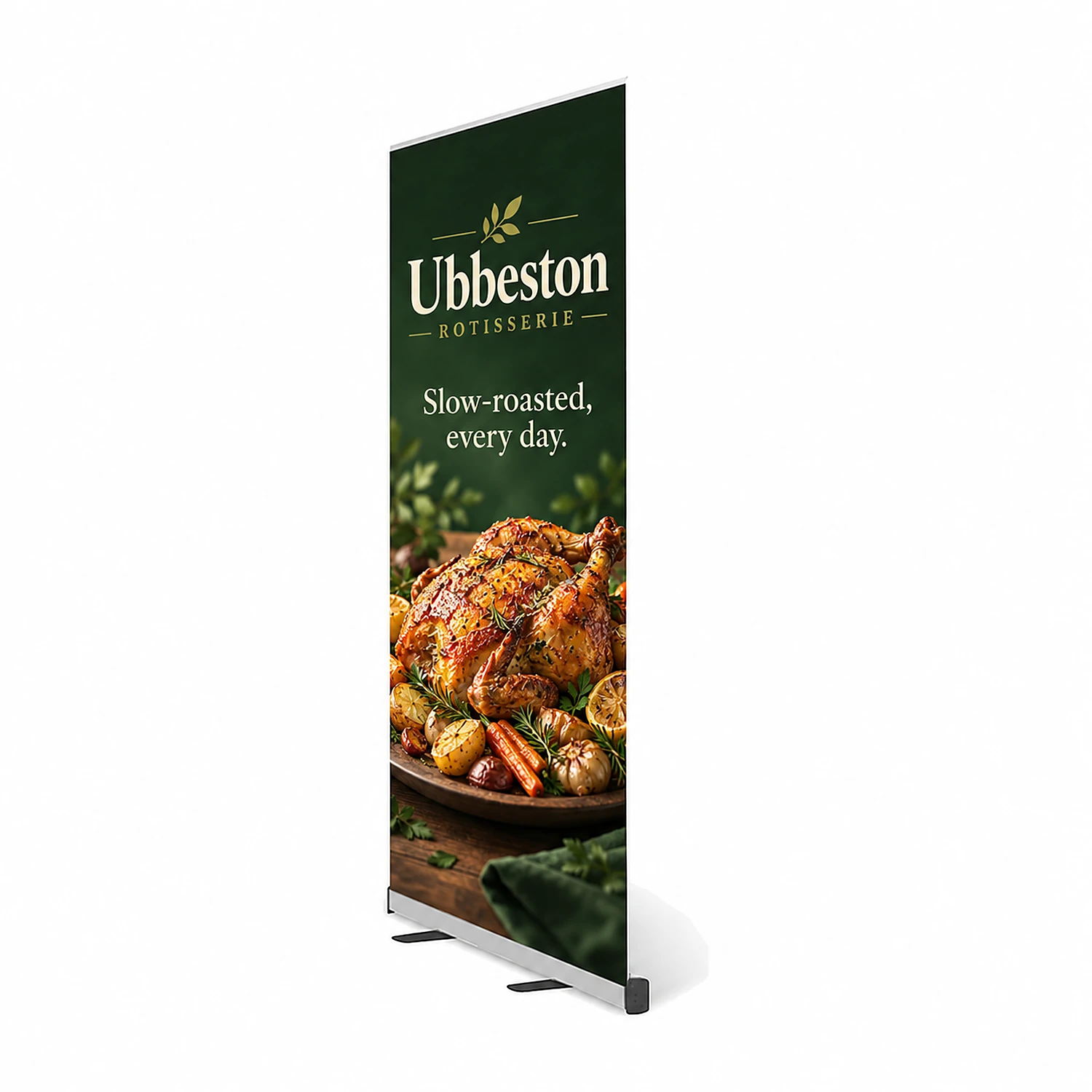 Expovision Roller Banner - 800mm&1780x2780mm Tablecloth Bundle, shown with example artwork